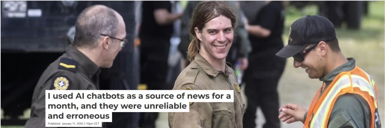 Новости от ChatGPT официально инфо помои Профессор журналистики провел эксперимент месяц пытал 7 разных чат ботов одним и тем же запросом ТОП 5 событий в Квебеке и дай ссылки на источники Итог показал что ИИ это патологический лжец Из 839 ссылок которые нагенерировали боты только 142 меньше 17 реально вели на подтверждение новости Всё остальное битые линки левые сайты мусор или чистые фантазии алгоритма Хваленый Grok вообще выдумал слезливую историю про мать бросившую ребенка на трассе ради отпуска Этого не было ни в одном СМИ но бот подал это как неоспоримый факт Чат боты не проверяют инфу они просто красиво складывают слова в предложения Использовать их как СМИ это как просить сумасшедшего пересказать вам утреннюю газету overlamer1
