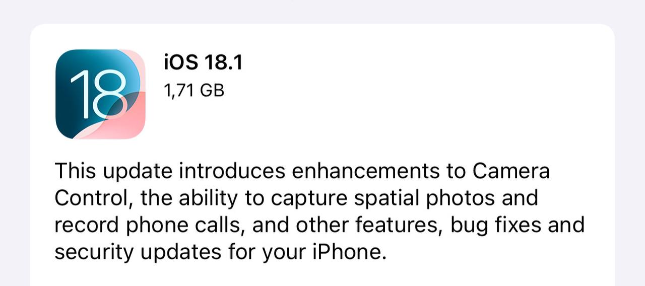 Вышла iOS 18.1 с Apple Intelligence. AI можно использовать для поиска фоток, вбивая запрос человеческим языком, записывать телефонные звонки  на экране появляется новая кнопка записи  и читать его полную текстовую расшифровку  только eng , удаление объектов с фото и ряд других функций. Также появился функционал Hearing Aid Features  режим слухового аппарата  для AirPods Pro 2 и доступ к чипу NFC для сторонних разработчиков. Пора обновляться! ;