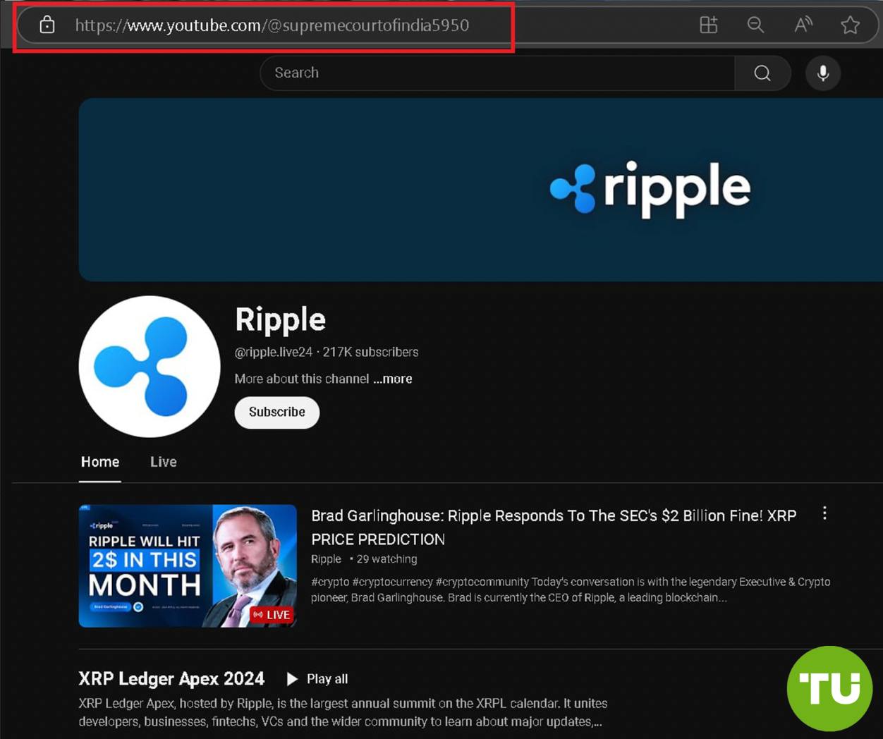 Хакеры взломали YouTube-канал Верховного суда Индии  На канале с 217 000 подписчиками начали продвигать скам-эфиры и предлагать пользователям бесплатно получить токены XRP