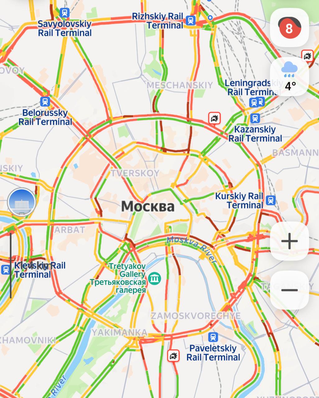 Пробки в Москве достигли 8 баллов Подписаться Прислать новость Чат
