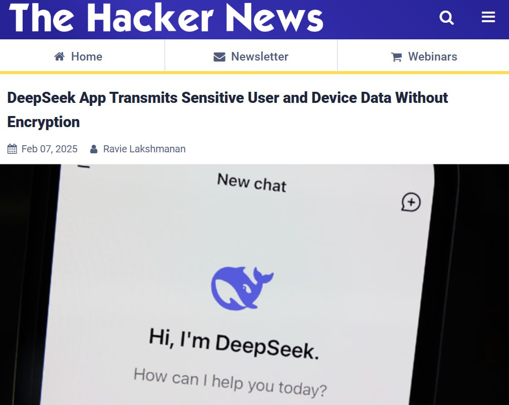 Важно: Незамедлительно удалите DeepSeek с вашего iPhone  Эксперты по безопасности мобильных приложений предупреждают: китайское приложение DeepSeek представляет серьёзную угрозу для пользователей.   DeepSeek передаёт данные без какой-либо защиты, что делает их уязвимыми для перехвата злоумышленниками. Это приложение отключает стандартную защиту iOS App Transport Security  ATS , что позволяет хакерам легко получить доступ ко всем отправляемым данным. Кроме того, DeepSeek собирает и небезопасно хранит биометрическую информацию, включая отпечатки пальцев.  Полученные данные могут быть использованы злоумышленниками для извлечения личной информации о вас и получения удалённого доступа к вашему устройству. Удалите приложение и предупредите своих знакомых.   Цифровой Журнал