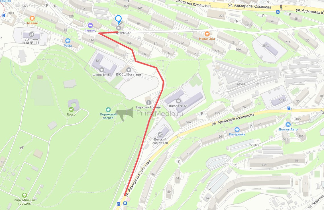 Проезд по Юмашева во Владивостоке перекроют 1 марта на три месяца из за ремонта Движение и парковка будут ограничены на проходящей по улице Адмирала Юмашева от дома 14 по улице Адмирала Юмашева до пересечении улицы Адмирала Юмашева с улицей Адмирала Кузнецова с 08 00 1 марта до 23 00 30 мая На время проведения работ организуют объезд по улицам Адмирала Юмашева Адмирала Кузнецова и Луговой Фото Яндекс Карты 12   PrimaMedia в       подпишись 18