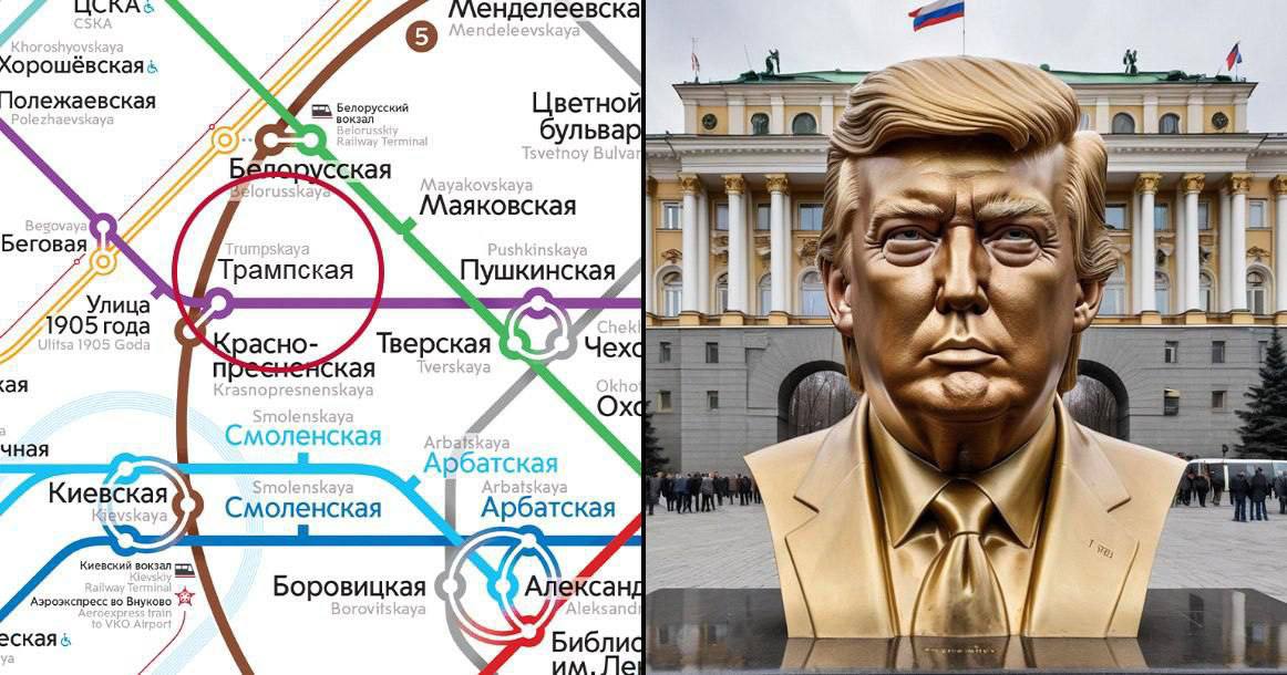 Активисты предложили переименовать «Баррикадную» в «Трампскую», поставить памятник Трампу в Москве, а следующий год объявить «Годом Трампа»  Все это для укрепления отношений между странами.