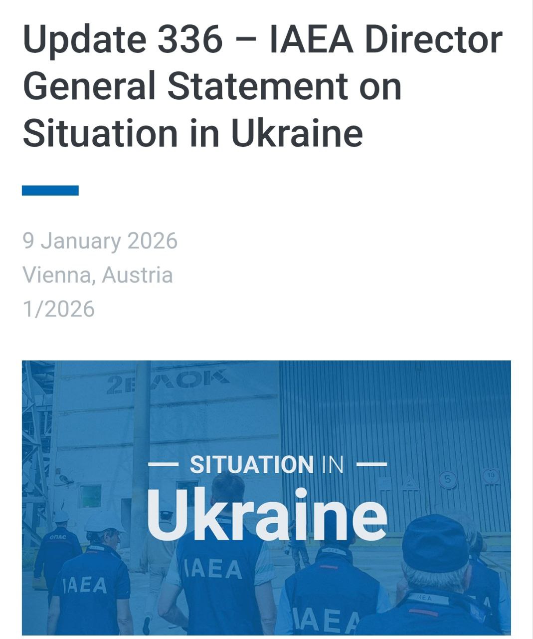МАГАТЭ начало консультации с Украиной и Россией о перемирии в районе Запорожскрй АЭС чтобы отремонтировать поврежденную резервную линию Об этом сообщил гендиректор агентства Рафаэль Гросси По его словам последняя резервная линия напряжением 330 кВ была отключена в результате боевых действий 2 января Сейчас станция зависит от единственной линии 750 кВ что существенно повышает риски для ядерной безопасности