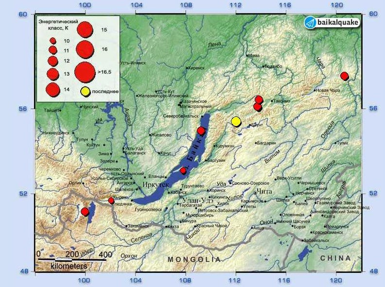 Сегодня ранним утром в Бурятии произошло очередное землетрясение. Оно зарегистрировано на севере, в 70 километрах от посёлка Кумора.   Магнитуда составила 4,3