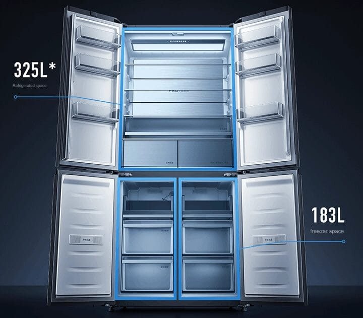 Xiaomi выпустила Mijia Refrigerator Pro 508L — умный холодильник с четырьмя дверями, который не смешивает запахи и может замораживать до -30°C.  508 литров:  холодильник, морозилка и зона свежести. Независимые вентиляторы и ионы серебра защищают продукты, как охрана в банке. Управляется со смартфона, прошивка обновляется по воздуху.  И всё это счастье за 510 долларов. Как обычно топ!    Подписаться   Дать буст