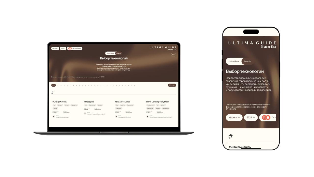 Яндекс Еда показала лонглист обновленного гида Ultima Guide искусственный интеллект проанализировал московские рестораны более чем по 100 критериям и отобрал 360 претендентов на звание лучших Сейчас проходит второй этап за заведения голосуют гастроэксперты и пользователи сервисов Яндекса оценивая меню атмосферу и дизайн Итоги подведут в январе тогда выйдет новый Ultima Guide Москвы 2026 куда войдут фавориты по совокупности экспертных и народных оценок В числе претендентов и известные рестораны в центре и локальные кафе в спальных районах   bg ru bg city city news 30390 ultima ya   Большой Город