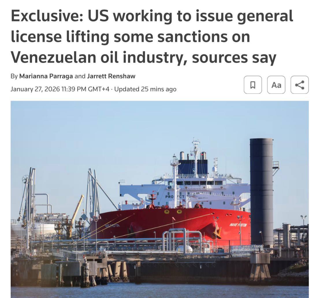 Администрация США готовит общую лицензию частично снимающую санкции с энергетического сектора Венесуэлы Reuters Шаг будет означать отказ от прежней практики предоставления индивидуальных санкционных исключений компаниям желающим вести бизнес в стране пишет агентство НАШИ РЕСУРСЫ Telegram Tik tok YouTube RUTUBE