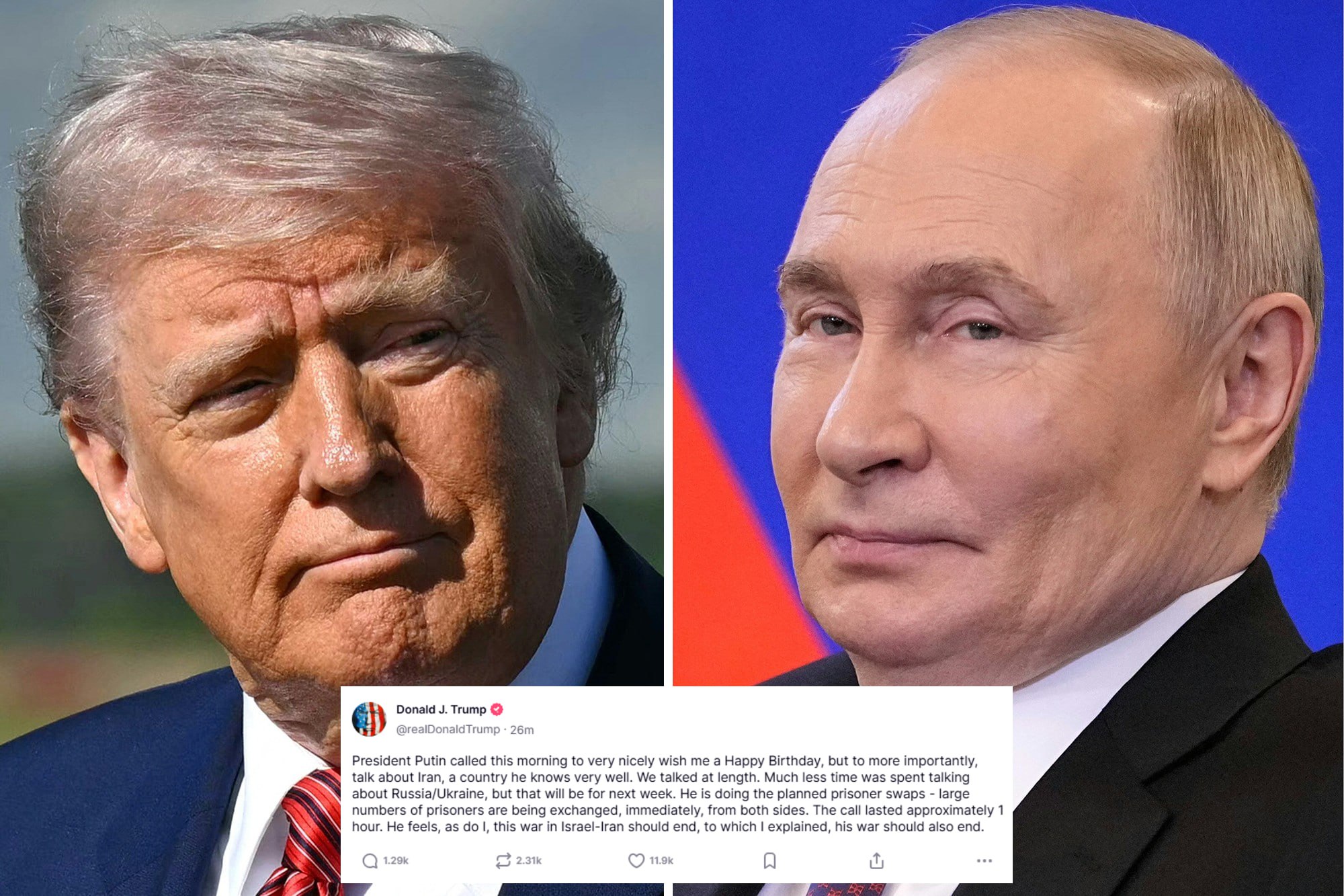 Трамп поговорил с Путиным «Президент Путин позвонил этим утром, чтобы очень мило поздравить меня с днём рождения, но что более важно – поговорить об Иране, стране, которую он очень хорошо знает. Мы долго разговаривали. Гораздо меньше времени было уделено разговору о России/Украине, но это будет на следующей неделе. Он осуществляет запланированный обмен пленными – большое количество заключённых немедленно обменивается с обеих сторон. Звонок длился примерно 1 час. Он считает, как и я, что эта война между Израилем и Ираном должна закончиться, на что я объяснил, что и его война также должна закончиться», – написал президент в Truth Social. #политика Больше новостей США здесь. Подписывайся!