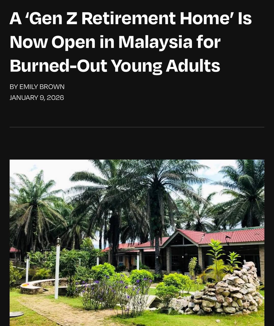 Дом престарелых для выгоревших зумеров открыли в Малайзии Молодёжь за 34 тыс 430 может пожить в тихом комплексе и ничего не делать В эту цену также входит трёхразовое питание Постояльцы могут высыпаться до скольки хотят никакого расписания там нет investingcorp
