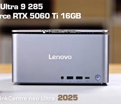 Lenovo представила мини-ПК ThinkCentre neo Ultra 2025, оснащенный десктопной RTX 5060 Ti 16 ГБ Компания Lenovo анонсировала компактный 3,6-литровый мини-ПК ThinkCentre neo Ultra 2025 на базе платформы LGA 1851. Новинка оснащена процессорами линейки Core Ultra 200S. Самая производительная конфигурация устройства комплектуется флагманским чипом Core Ultra 9 285K и полноценной десктопной видеокартой GeForce RTX 5060 Ti с 16 ГБ видеопамяти. Читать далее