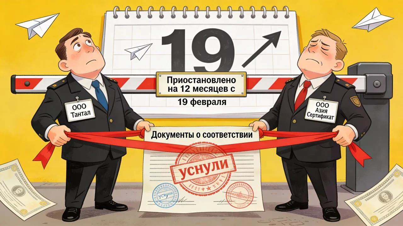 Росаккредитация прекратила действие на территории РФ документов выданных еще двумя органами по сертификации стран ЕАЭС допустившими системные нарушения С 19 февраля на 12 месяцев приостановлено действие документов о соответствии выданных кыргызскими ООО Тантал и ООО Азия Сертификат Оба органа допустили неоднократные нарушения в течение года действие их сертификатов приостанавливалось три и более раз Росаккредитация уже приостанавливала действие сертификатов выданных этими органами в том числе на игрушки детскую одежду и обувь В Единый реестр органов по оценке соответствия ЕАЭС входит 384 органа по сертификации документы которых признаются на всей территории Союза 232 из них российские Подписывайтесь в МАХ
