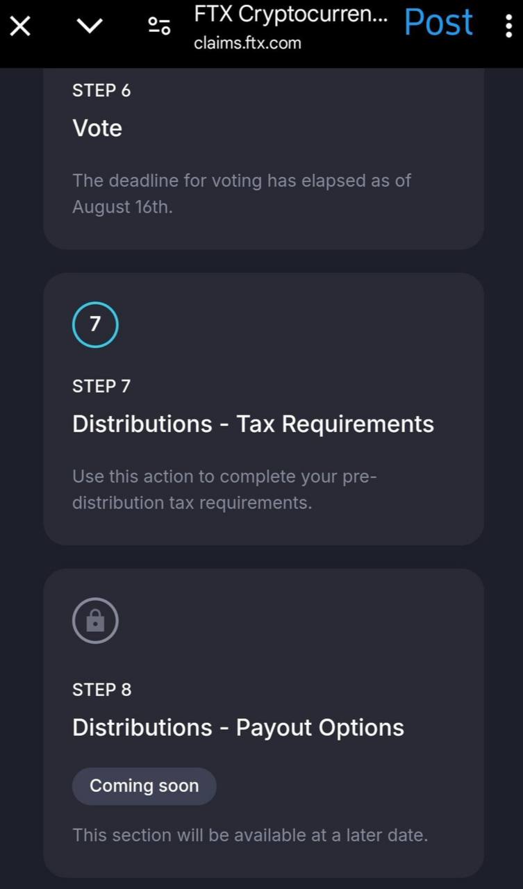 С 16 сентября пострадавшие пользователи FTX могут заполнить свои налоговые данные.  Следующий шаг - это выбор метода возврата средств и сам возврат.   Свежие $12-16 млрд готовы зайти в крипто чат, и в идеале в Q4