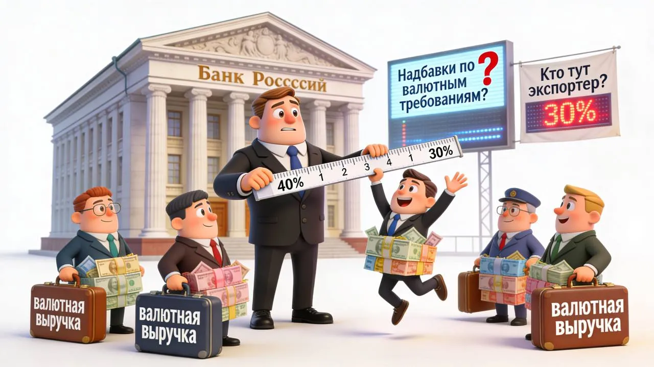 ЦБ изменит критерий отнесения компаний к экспортерам на случай введения надбавок для банков по валютным кредитам Банк России планирует снизить минимальную долю валютной выручки с 40 до 30 для отнесения компаний к экспортерам на случай введения надбавок по валютным требованиям говорится в сообщениирегулятора Это связано с тем что во внешней торговле продолжается переход на расчеты в рублях Снижение порога позволит корректно определять экспортеров если в будущем для банков будут устанавливаться надбавки по валютным кредитам и облигациям компаний пояснил ЦБ Соответствующие изменения планируется внести в указание ЦБ от 16 декабря 2024 года N6960 У Регулятор принимает предложения и замечания по проекту указания с 9 по 22 апреля 2026 года Планируется что указание вступит в силу через один месяц со дня его официального опубликования Подписывайтесь в МАХ