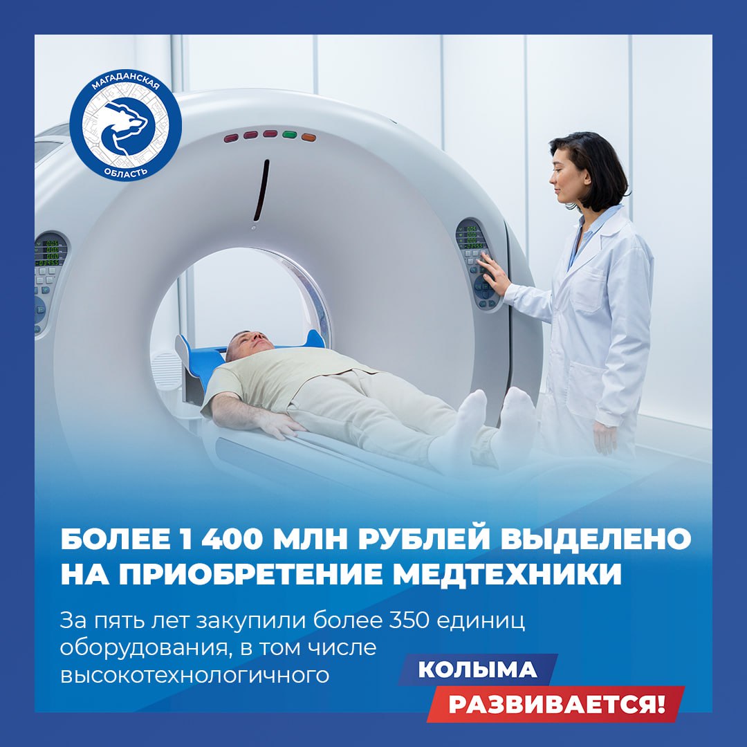 Более 40 млрд рублей с 2019 по 2024 годы выделили из областного бюджета на сферу здравоохранения региона Особое внимание колымские власти уделяют реконструкции и строительству медучреждений. За эти годы капремонты провели в десятках организаций в Магадане, Эвенске, Оле, Палатке, Усть-Омчуге, Синегорье, Мяундже и других населенных пунктах. Реконструировали онкологический диспансер с радиологическим корпусом. Открыли новые ФАПы в Ямске, Гижиге, Верхнем Парене, Верхнем Сеймчане. В рамках нацпроекта «Здравоохранение» в областной больнице появился современный аппарат МРТ. Для районных больниц Тенькинского и Омсукчанского округов закупили два компьютерных томографа. Более 300 единиц техники приобрели по программе модернизации первичного звена здравоохранения региона. Широко внедряются телемедицинские и цифровые технологии. В конце 2024 года внедрили систему поддержки принятия врачебных решений «ТОП-3 диагнозов».