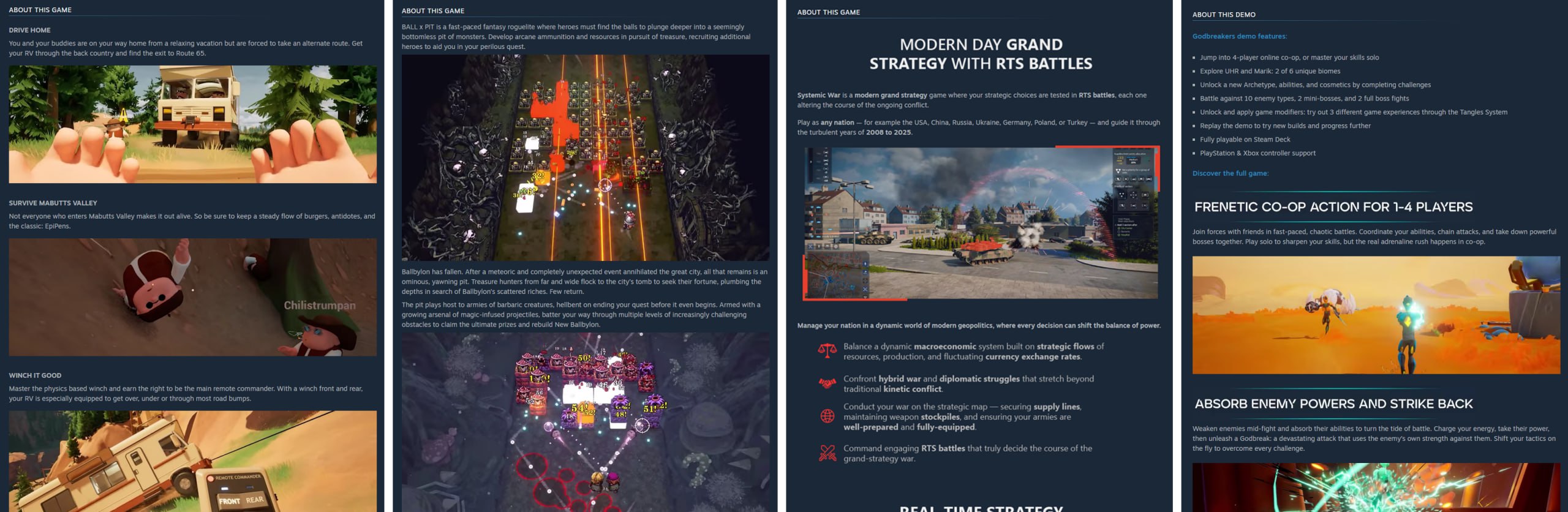 Широкие страницы магазина Steam вышли из беты и стали доступны всем пользователям Пользователям бета версии клиента Steam эти изменения были видны уже с конца августа Главное изменение ширина большинства страниц магазина была увеличена с 940 до 1200 пикселей для более удобного отображения на больших мониторах Наиболее заметные улучшения коснулись страниц игр Карусель трейлеров и скриншотов стала больше поддерживает изображения более высокого разрешения и получила новые режимы просмотра кинотеатр и полноэкранный Разработчики получили больше возможностей для форматирования раздела Об этой игре Помимо этого были обновлены и другие разделы включая страницы поиска наборов рекомендаций и Чартов Steam В Valve отмечают что главная страница магазина будет переработана позже а новый дизайн полностью адаптивен и корректно отображается на экранах любого размера от мобильных устройств до 4K мониторов разработчики уверяют что протестировали обновление даже на экране крошечного iPod и всё работало как задумывалось