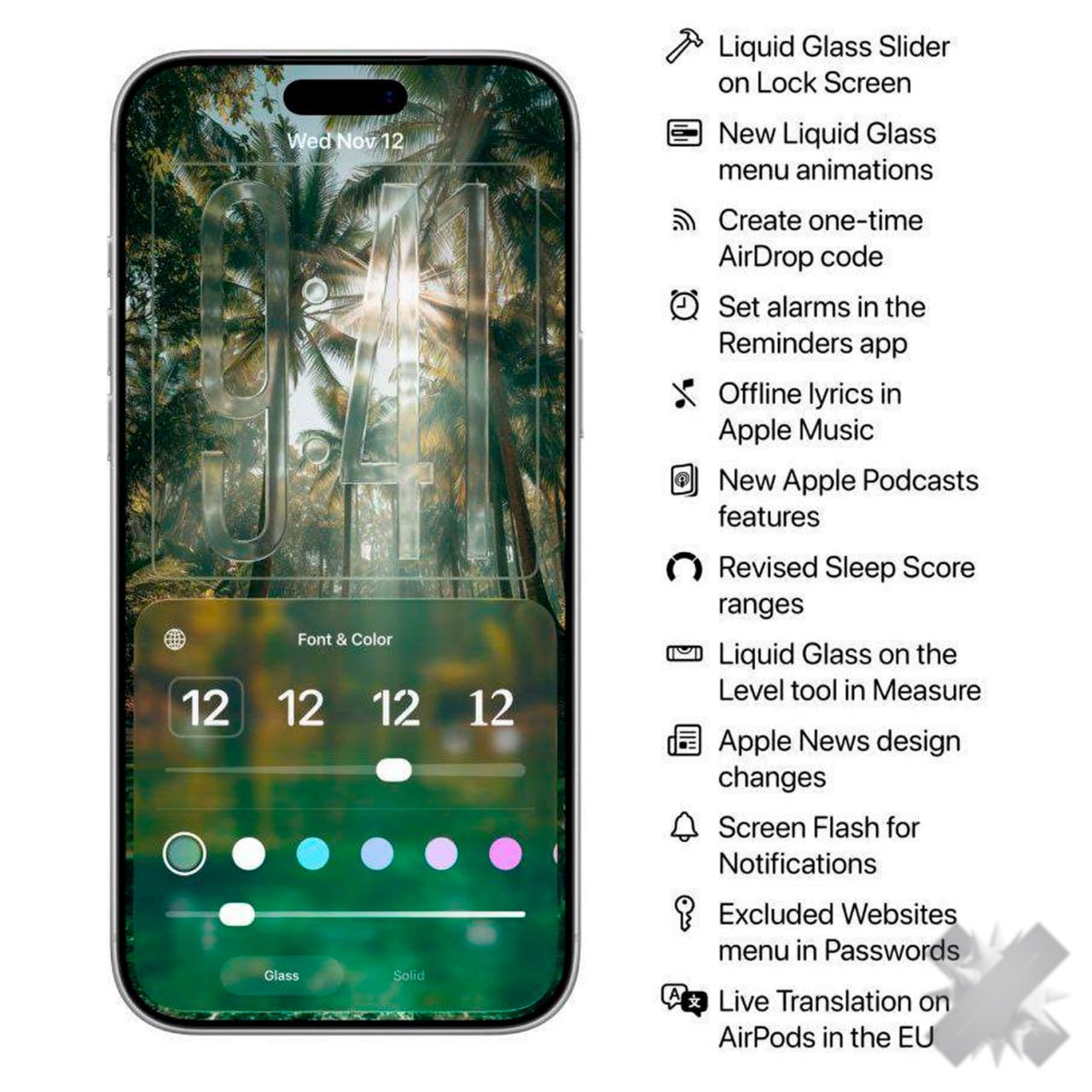 iOS 26 2 уже доступна Apple выкатили обновление iOS 26 2 с набором свежих функций и доработок Коротко по списку Liquid Glass слайдер на экране блокировки Новые анимации Liquid Glass Одноразовый код AirDrop Будильники в приложении Напоминания Офлайн тексты песен в Apple Music Новые функции Apple Podcasts Обновлённые диапазоны оценки сна Liquid Glass в инструменте Уровень Изменения дизайна Apple News Вспышка экрана для уведомлений Меню исключённых сайтов в Паролях Живой перевод на AirPods в ЕС По первым отзывам серьёзных багов не найдено обновление можно устанавливать без опасений пора ставить не знаю нужно ли мне это андроид топ НМШ