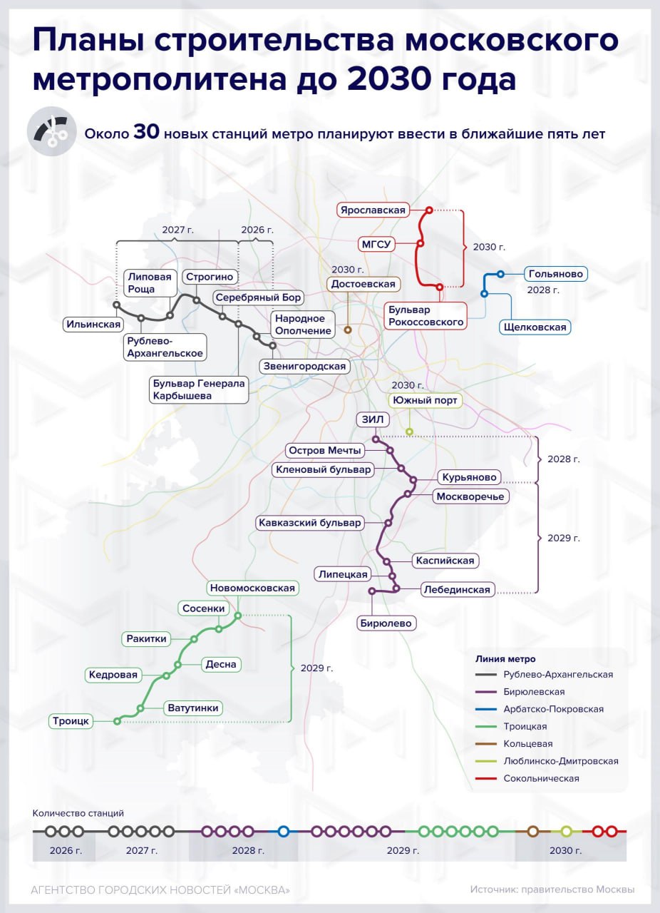 Опубликован план московского метро до 2030 года