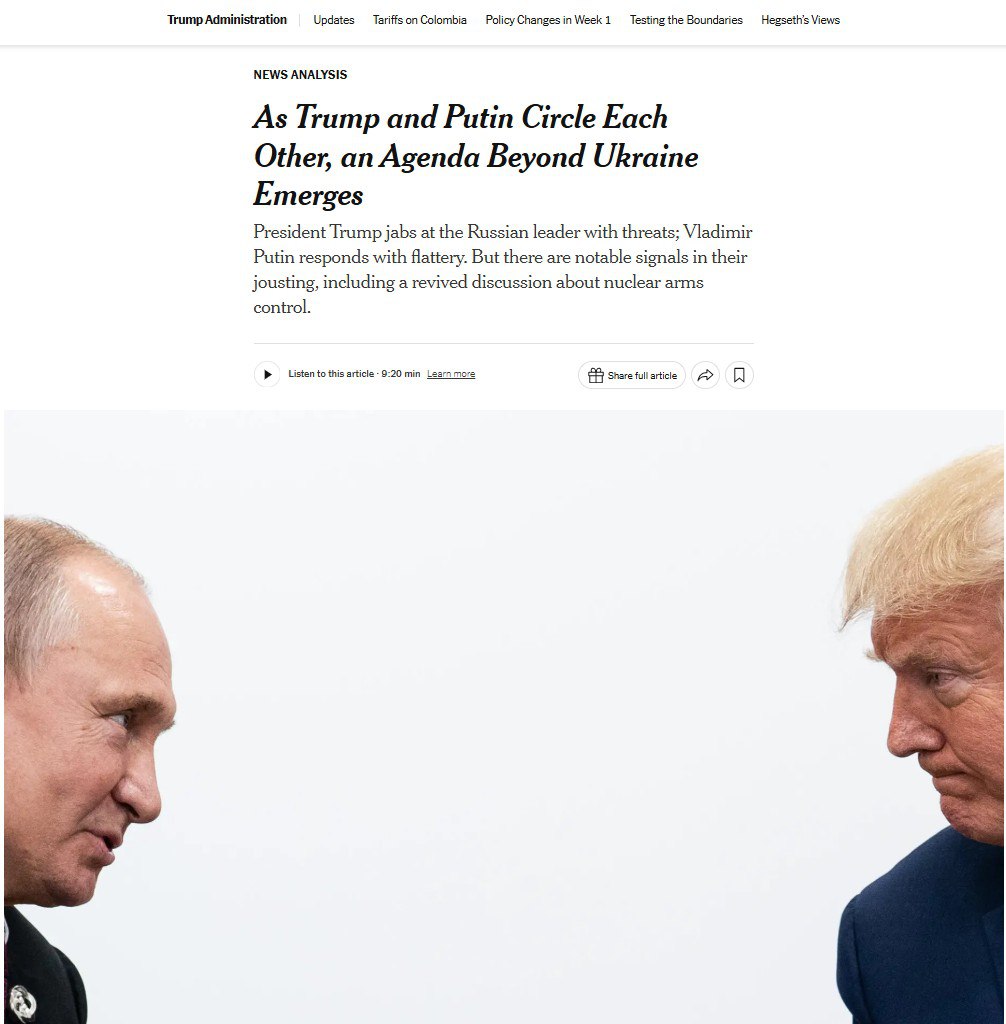 The New York Times пишет, что Трамп готов договариваться о мире на Украине с Путиным.  Без Зеленского.   Поколение «ZOV»    Telegram