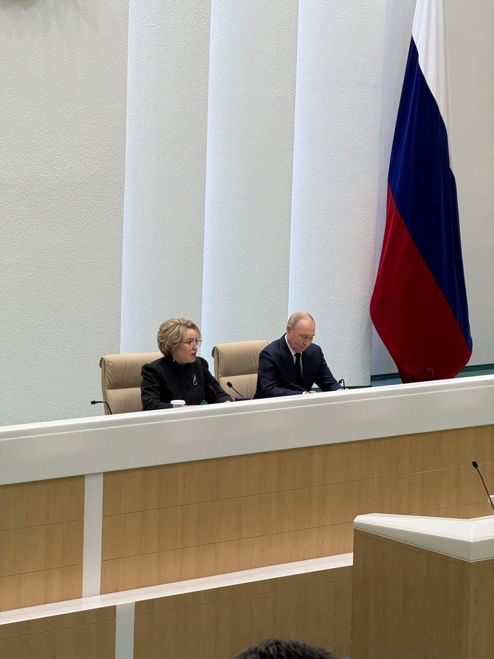 Президент России В В Путин выступил в Совете Федерации ФС РФ