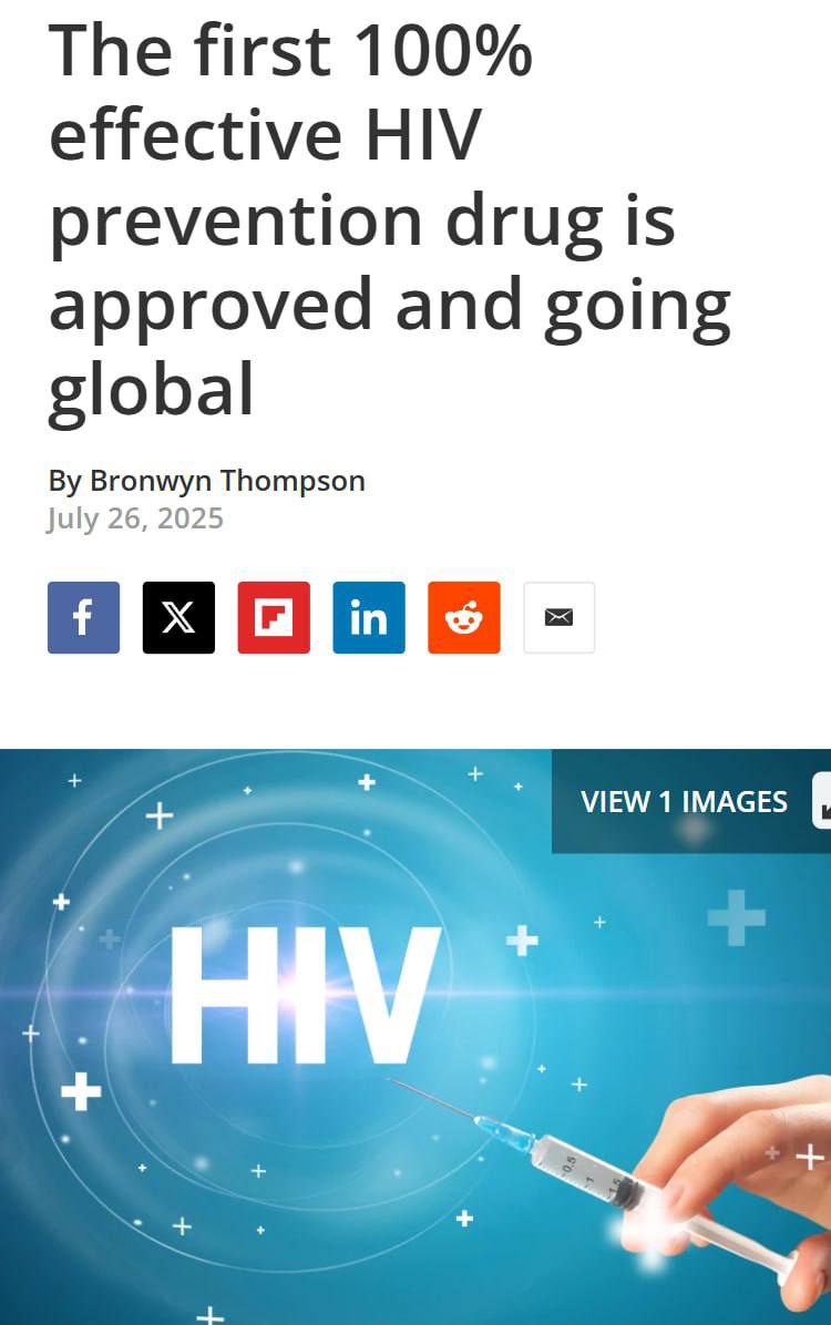 ВИЧ — официально побежден! FDA одобрила препарат со 100% защитой. Всего 2 инъекции препарата Yeztugo в год и можно не бояться одну из самых страшных неизлечимых болезней в мире. Причем побочек нет вообще, а фармкомпании уже вот-вот начнут делать препарат общедоступным. Большой шаг вперед для человечества! первое впечатление
