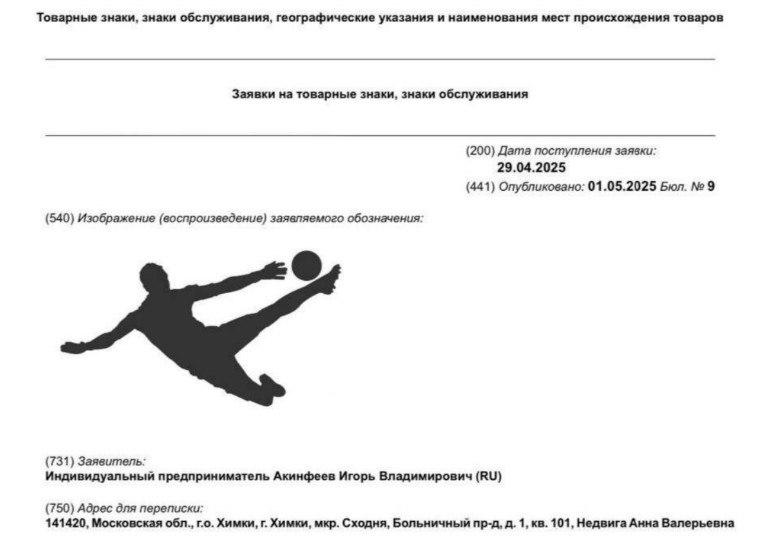Игорь Акинфеев решил запатентовать товарный знак «Нога бога». Заявка была подана в Роспатент 29 апреля. Правовая охрана испрашивается для товаров 25 одежда , 28 игры, игрушки , 32 безалкогольные напитки , 35 реклама, услуги для бизнеса , 41 образование, мероприятия классов МКТУ.