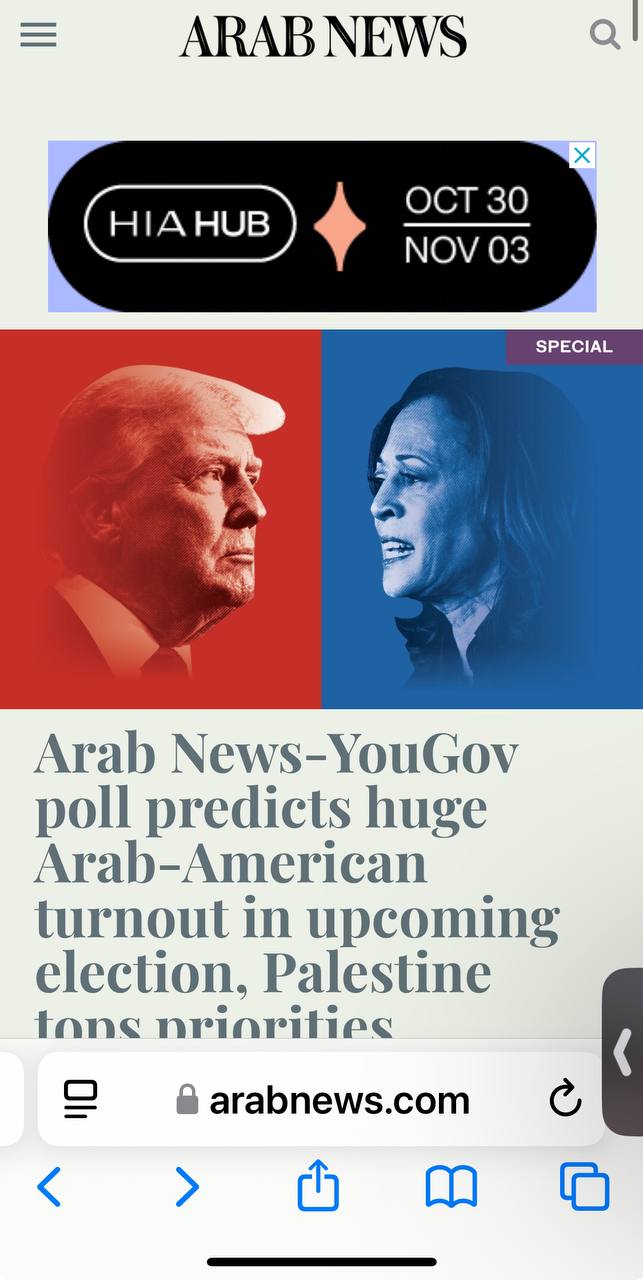 Согласно опросу YouGov, проведённому по заказу издания Arab news, 45% американцев арабского происхождения собираются проголосовать за Трампа и лишь 43% за Харрис.  Любопытно получается- большинство евреев за Харрис, а арабы за Трампа...