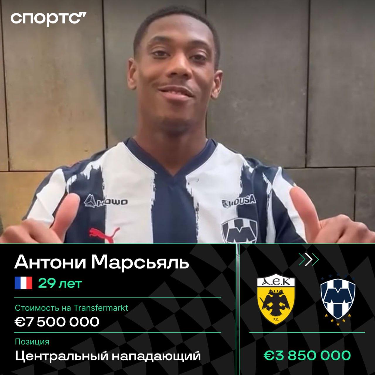 Антони Марсьяль перешел в Монтеррей Рамоса за 3 85 млн евро француз заключил контракт по схеме 2 1 ему всего 29 лет Футбольные трансферы