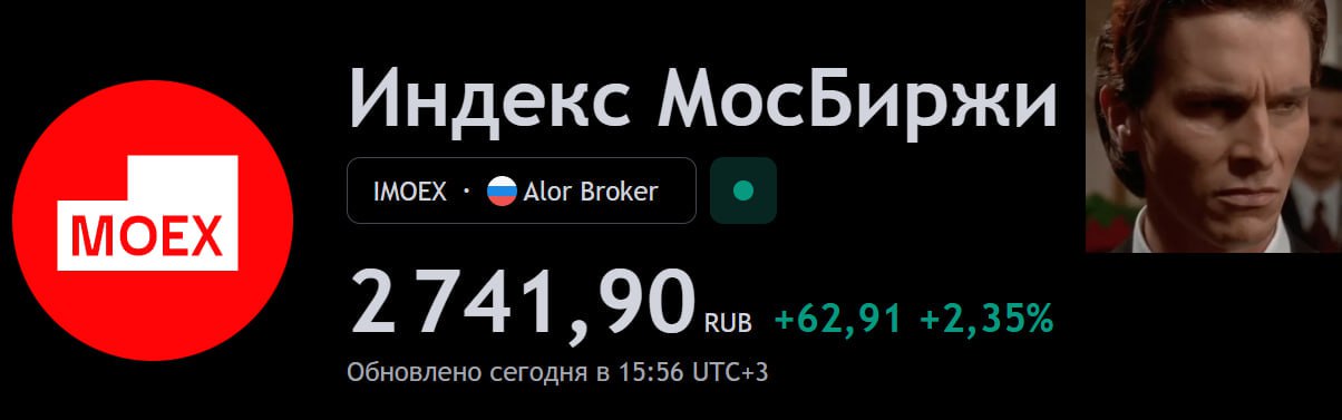 Странный рост: индекс Мосбиржи растет на 2,35%   Факты:   1  Банк России повысил ставки до 19% и намекнул на дальнейшее ужесточение политики  2  Набиуллина не стала отрицать, что Россия идет по пути стагфляции  3  США могут одобрить Киеву удары вглубь России дальнобойным вооружением  4  Операция в Курской области продолжается   Но рынок все равно растет. Уверенности в продолжительности данного роста нет. На рынке могут быть массовые закрытия шортов после заседания Банка России. Фундаментальных причин для продолжения роста нет.