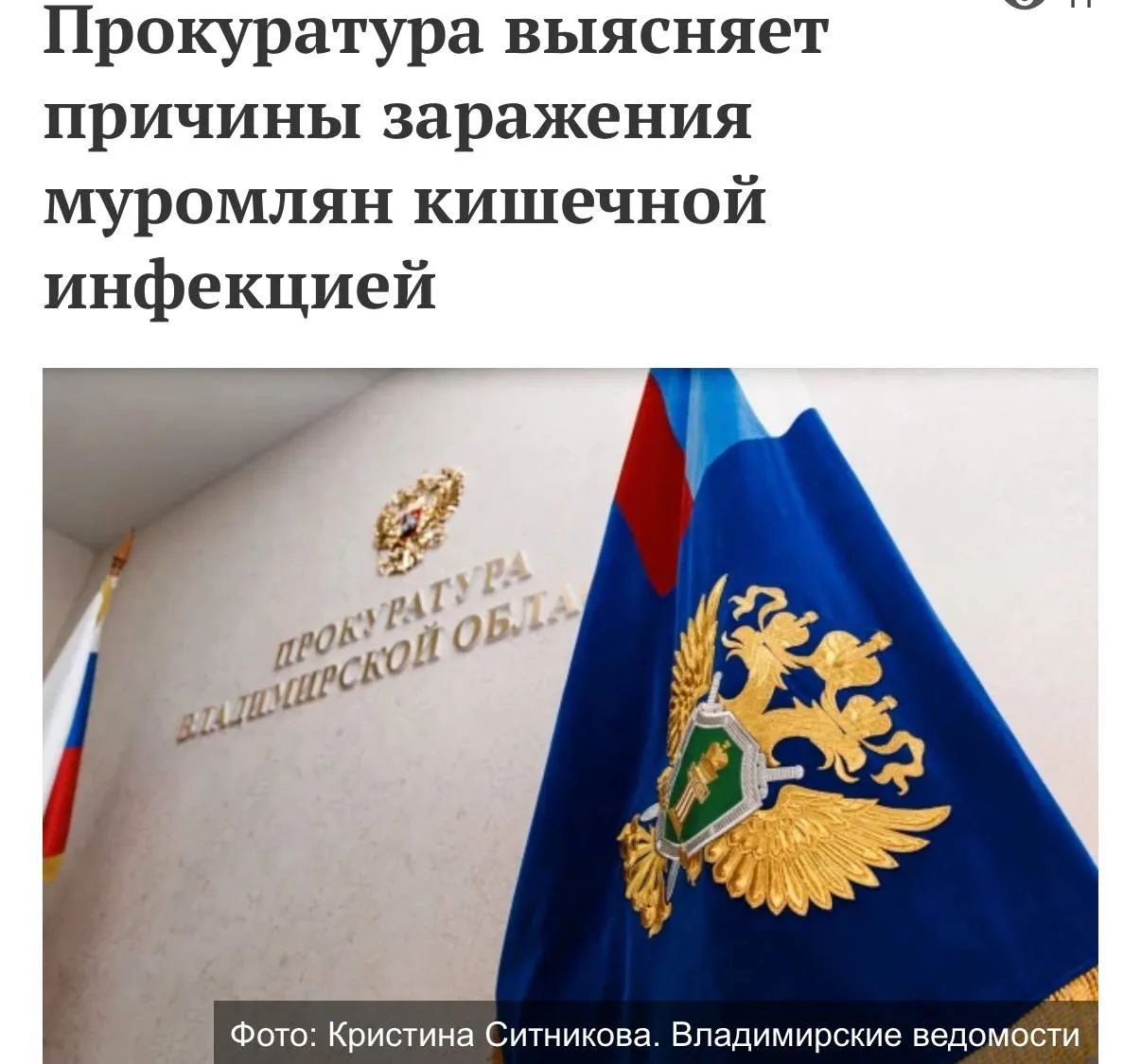 На контроле прокуратуры Владимирской области находится ситуация связанная с многочисленными обращениями жителей Мурома в медицинские учреждения с симптомами острой кишечной инфекции Специалисты выясняют причины заражения и советуют пить только бутилированную воду Управлением Роспотребнадзора проводятся соответствующие проверочные мероприятия с целью установления источников заражения а также даны соответствующие рекомендации жителям Обеспечен постоянный лабораторный мониторинг качества питьевой воды исследуется материал от заболевших организовано медицинское наблюдение за контактными лицами в очагах сообщает Роспотребнадзор В случае выявления нарушений надзорным ведомством будут приняты исчерпывающие меры реагирования