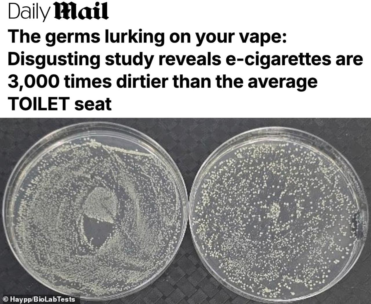 Вейпы в три тысячи раз грязнее сиденья унитаза Теплая и влажная среда мундштука становится плодородной почвой для развития патогенов Ученые выяснили что биологическая активность распространяется и на корпус дуделки пишет Daily Mail Проблема еще и в том что на устройствах образуются биопленки которые позволяют бактериям быть в безопасности Удалить такую гадость с электронной сигареты крайне сложно Покажите этот пост своему парильщику   Подпишитесь на Абзац TG VK Дзен MAX Rutube