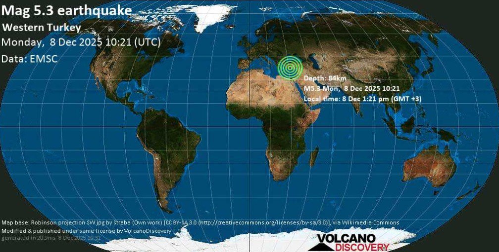 Землетрясение магнитудой 5 3 балла произошло в районе турецкого города Анталья Эпицентр находился в 25 километрах от города Подземные толчки были зафиксированы на значительной глубине около 113 километров благодаря чему они ощущались на обширной территории D News Абхазия D News Абхазия