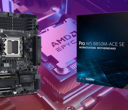 ASUS представила Pro WS B850M ACE SE с поддержкой потребительских Ryzen и серверных EPYC ASUS выпустила плату Pro WS B850M ACE SE формата micro ATX с поддержкой как потребительских Ryzen 9000 8000 7000 так и серверных EPYC Embedded 4005 на сокете AM5 Плата выполнена в типичной для Pro WS смещенной компоновке где основные элементы развернуты для оптимизации воздушного потока