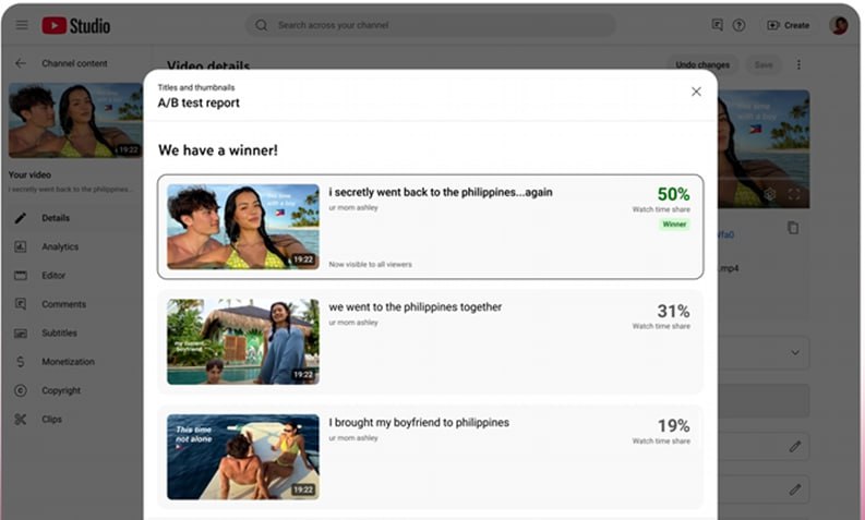 YouTube запускает A B тестирование НАЗВАНИЙ видео НАЗВАНИЕ ЗНАЧОК и ТЕМА видео играют ключевую роль в успехе публикуемых роликов YouTube дал нам возможность проводить A B тестирование названий видеороликов чтобы мы могли выявить наиболее эффективную концепцию заголовка  ПОМНИТЕ   Не стоит использовать эту функцию бездумно Нужно с осторожностью проводить A B тестирование названий