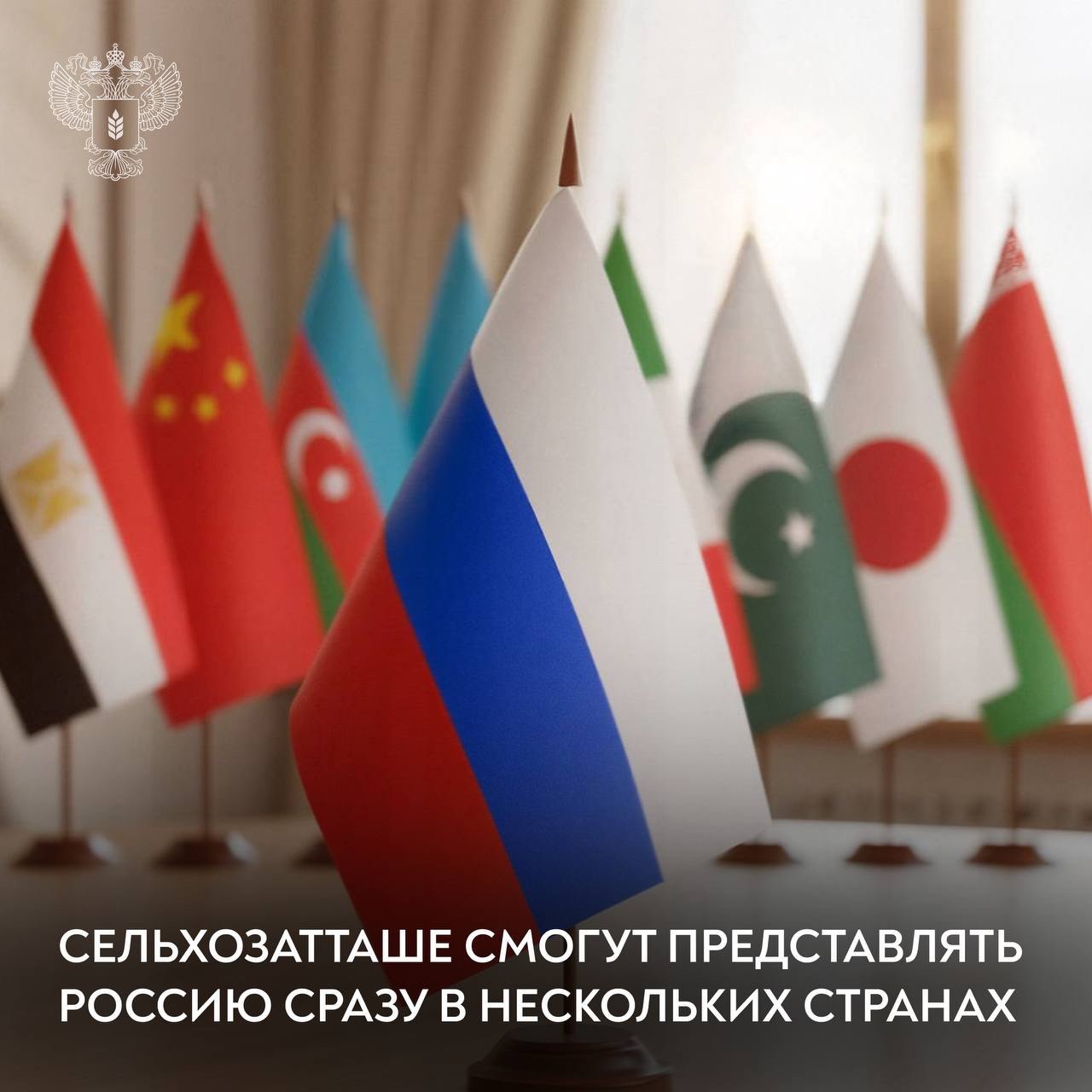 Минсельхоз России VK Сельхозатташе смогут представлять Россию сразу в нескольких странах У представителей Минсельхоза за рубежом появилась возможность получать дипломатическую аккредитацию одновременно в двух и более государствах Это позволит укрепит позиции российского агроэкспорта эффективнее продвигать отечественную продукцию снимать торговые барьеры и открывать новые зарубежные рынки Сейчас 40 представителей Минсельхоза работают в 38 странах от Азии Африки и Ближнего Востока до Латинской Америки