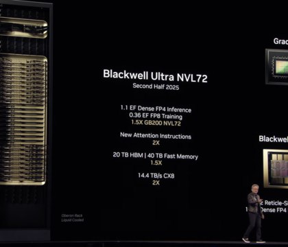 NVIDIA анонсировала графический процессор Blackwell Ultra B300 — новый «монстр» ИИ-вычислений  Компания NVIDIA официально представила графический процессор Blackwell Ultra B300, предназначенный для центров обработки данных. Анонс состоялся в рамках выставки GTC 2025. Одной из главных особенностей новинки стал существенно увеличенный объем видеопамяти.  Читать далее