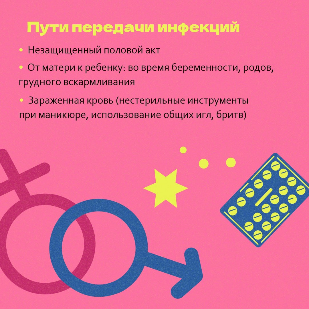 С 14 по 20 июля объявлена неделя профилактики инфекций, передающихся половым путем. Министерство здравоохранения РФ сообщает: в 2023 году суммарный показатель заболеваемости инфекциями, передаваемыми половым путем ИППП , составил 89,6 случаев на 100 тысяч населения. Для снижения заболеваемости необходимо повышать информированность граждан о профилактике, диагностике и лечении ИППП. Что нужно знать: Источником заражения ИППП является больной человек. Некоторые заболевания, например, чесотка, лобковый педикулез, контагиозный моллюск, могут передаваться в результате тесного бытового контакта нахождение в одной постели, использование общего полотенца, мочалок . Существуют прививки от вируса папилломы человека причина рака шейки матки в 90% случаев и вируса гепатита В вызывает гепатит и рак печени . У мужчин и женщин ИППП могут проявляться различными симптомами, такими как сыпь на теле, ладонях, подошвах, выпадение волос, припухлость и боли в суставах, воспаление слизистых оболочек глаз. Заботьтесь о своем здоровье и будьте внимательны к себе и партнеру.