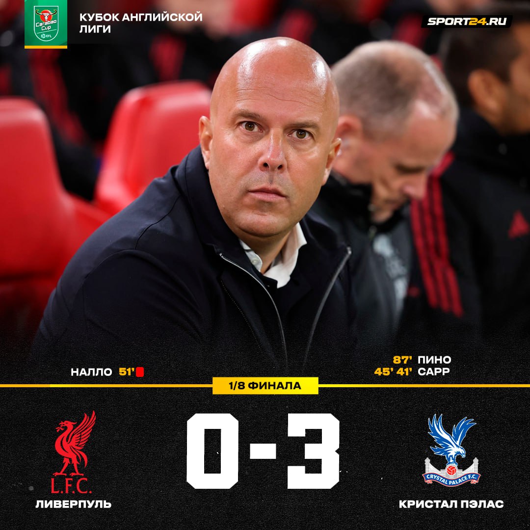 Ливерпуль покидает Кубок английской лиги Третье поражение от Кристал Пэлас в этом сезоне   Лучшее из мира футбола Подпишись