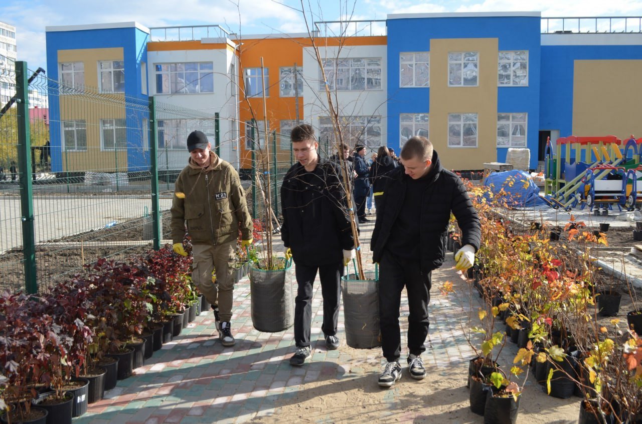 Началось озеленение территории нового детского сада в привокзальном микрорайоне Комсомольска  На улице Юбилейной в привокзальном микрорайоне Комсомольска-на-Амуре завершается строительство нового детского сада. Подрядчик планирует завершить все строительно-монтажные работы до конца этого года. В настоящее время продолжается внутренняя отделка здания и благоустройство территории, включая создание прогулочных площадок.  На территории будущего детского сада уже приступили к озеленению. 17 октября волонтёры и работники образовательных учреждений города приняли участие в субботнике. В мероприятии участвовали представители Лесопромышленного техникума, Колледжа технологии и сервиса, Центра «Юность», «Молодой Гвардии» и специалисты управления образования. Вокруг сада высадили крупные берёзы, а площадки для игр и прогулок украсили кустарниками. Все растения были доставлены из питомника муниципального предприятия «Спецавтохозяйство» и адаптированы к климату региона.  Всего в ближайшие дни на территории сада появятся 39 берёз и 1380 кустарников. После завершения строительных работ начнётся лицензирование учреждения. Ожидается, что в конце зимы детский сад примет первых воспитанников. Уже сейчас администрация города оформляет необходимые документы для создания учреждения как юридического лица и запускает аукционы на закупку оборудования, мебели и инвентаря. Новый детский сад будет носить название «Улыбка».