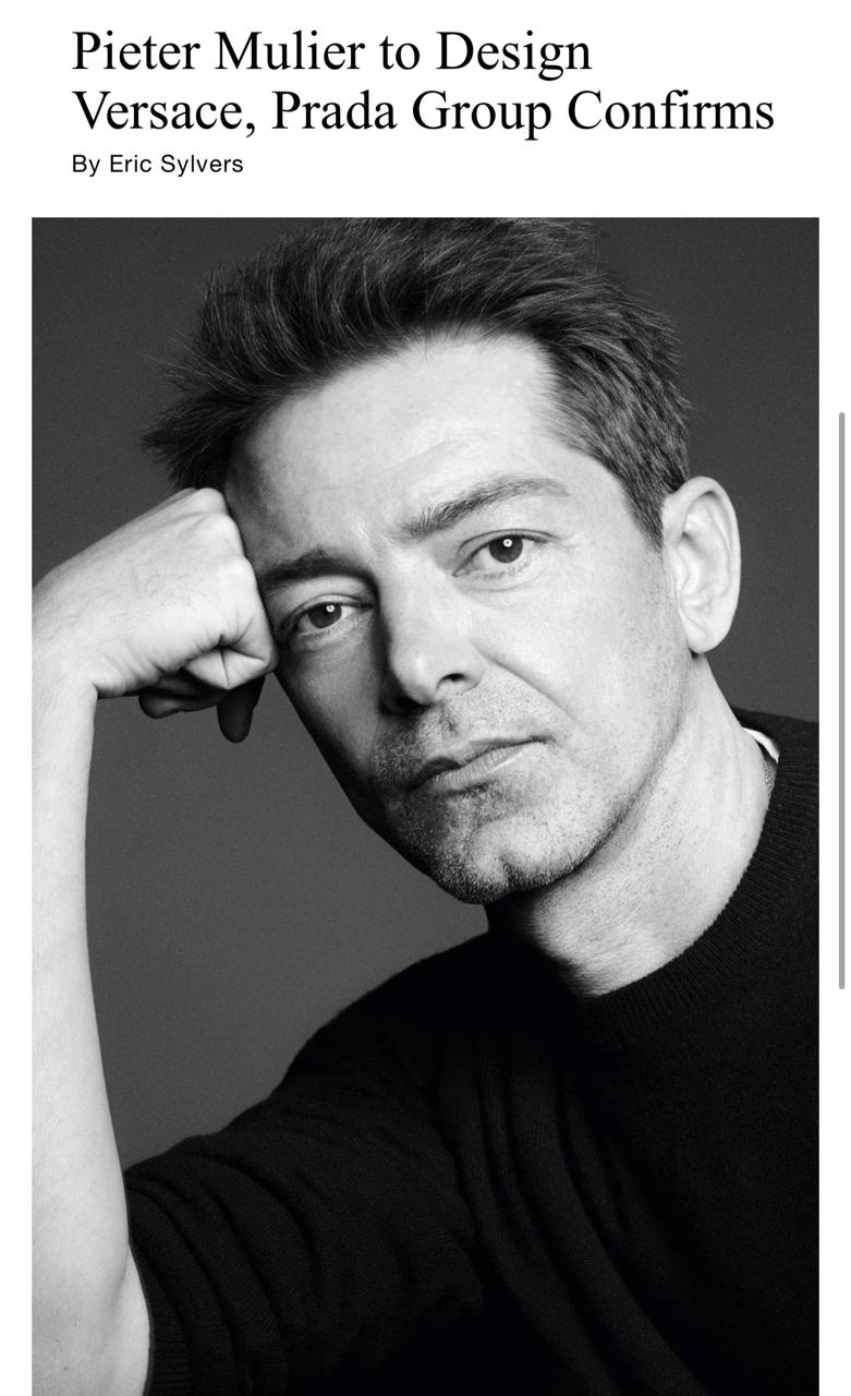 Официально Питер Мюлье новый креативный директор Versace
