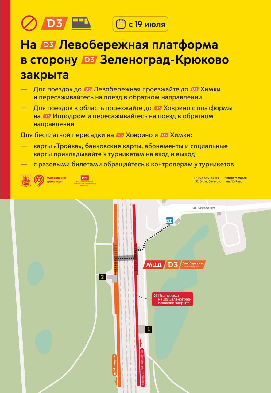 Поезда в сторону области не будут останавливаться на станции МЦД-3 «Левобережная» из-за строительства ВСМ Москва – Санкт-Петербург. «Москва»
