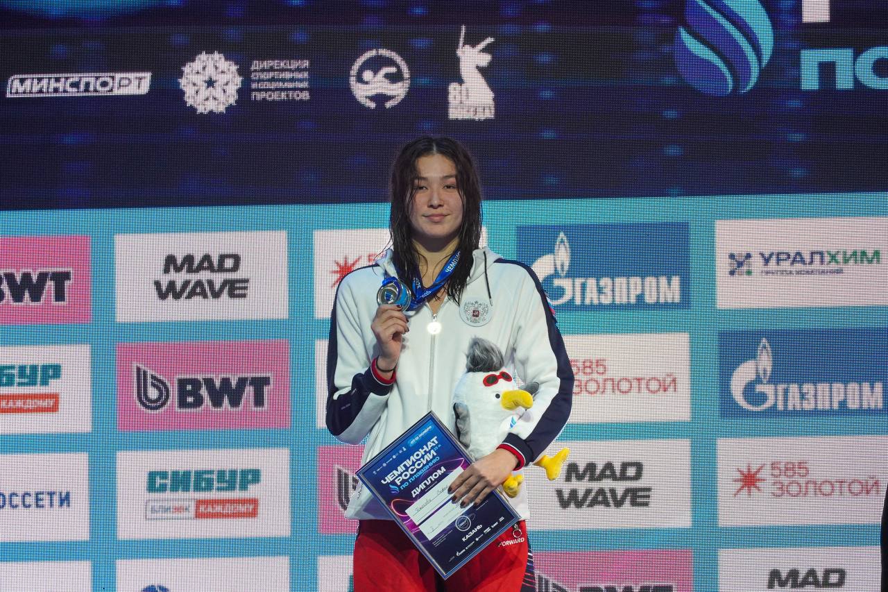 Вторая медаль чемпионата России по плаванию 25м Софьи Дьяковой Татарстанская спортсменка завоевала серебро на дистанции 800м в с с результатом 8 22 48