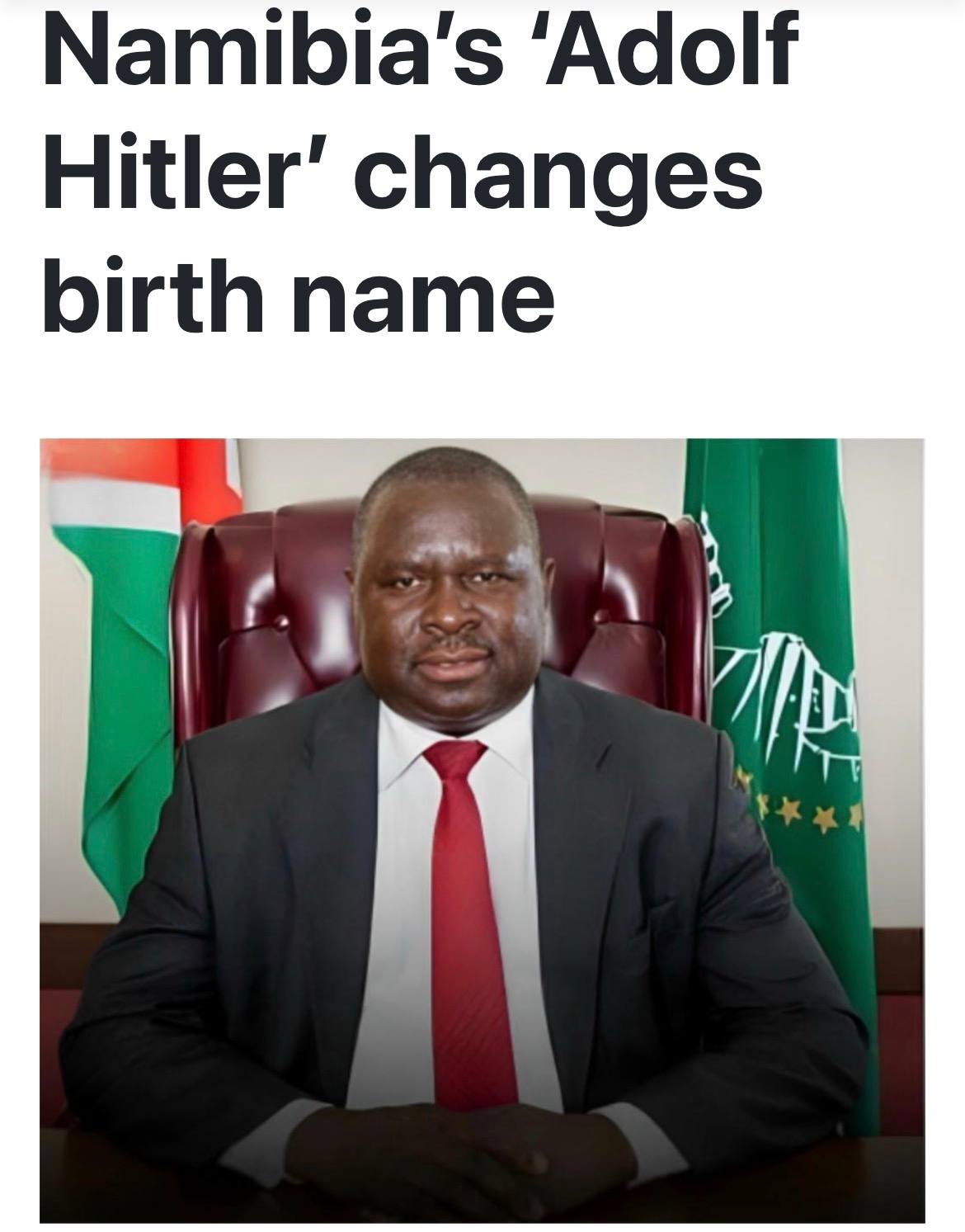 Адольф Гитлер поменяет имя тот самый намибийский политик который недавно победил на выборах сдался после очередного троллинга Теперь он будет просто Адольф Современные проблемы требуют современных решений techmedia