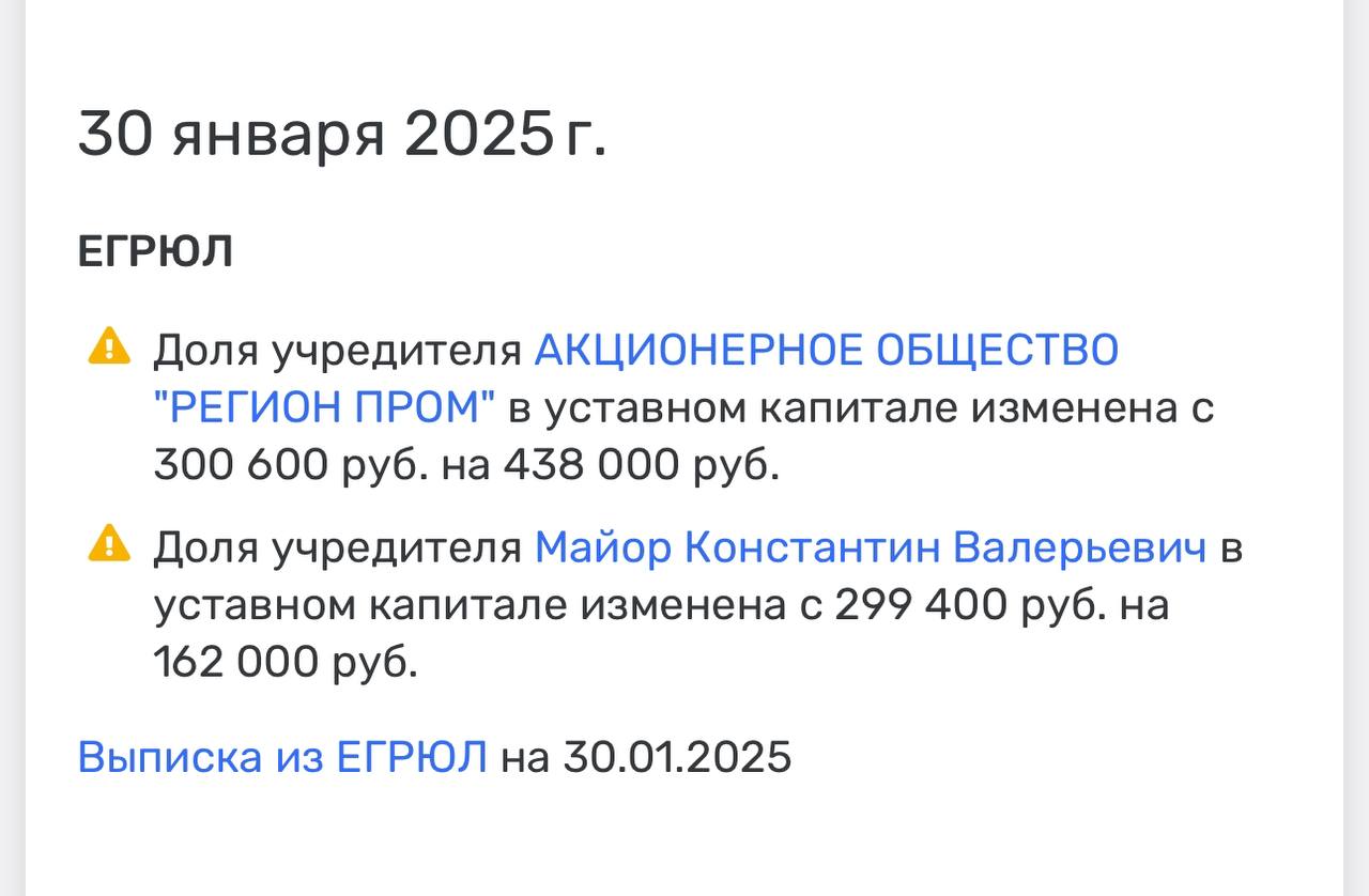 Интересный факт. Константин Майор расстался с частью акций Маер в пользу соучредителя.   Доля генерального директора и учредителя медиахолдинга Maer Константина Майора в ООО «Маер групп» уменьшилась с 49,9 до 27%. В то время как доля соучредителя бизнеса, АО «Регион Пром», возросла с 50,1 до 73%. На это обратил внимание AdIndex.  Ждём комментариев от пиарщиков Маера.    Постмаркетинг. Подпишись — ибо грядет!