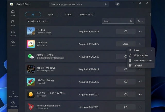 Microsoft Store научится удалять приложения Сейчас удалить приложения можно или через Панель управления или через Параметры Однако в Windows 11 Insider Preview Build 26220 7271 появилась возможность удалять программы напрямую через официальный магазин приложений Кроме того Microsoft говорит что в будущем Store станет показывать занимаемое программами место позволит индивидуально управлять обновлениями и добавит новые действия на страницах программ