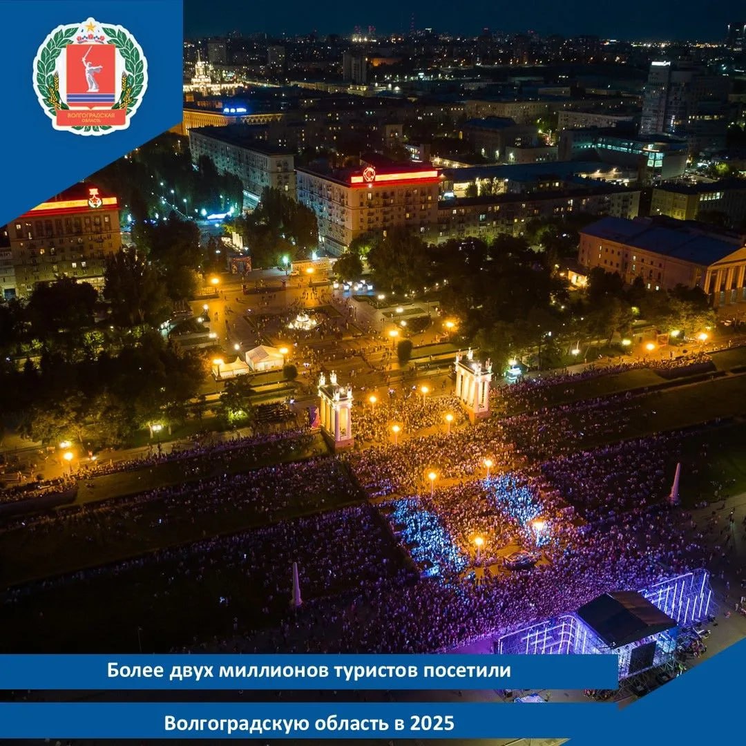 Более двух миллионов туристов посетили Волгоградскую область в 2025  Объем туристического потока в волгоградском регионе по итогам 2025 года составил порядка 2 1 млн человек почти на 10 больше чем годом ранее В минувшем году регион неоднократно выступал площадкой для проведения крупных федеральных и международных мероприятий Пик туристического потока пришелся на весенние месяцы в дни празднования 80 летия Великой Победы Волгоградскую область посетили около 244 тыс гостей В апреле регион принял международный форум Великое наследие общее будущее объединивший представителей 20 государств гостей приветствовали Президент России Владимир Путин и Президент Беларуси Александр Лукашенко Насыщенной событийной программой порадовало и лето Тысячи гостей из разных уголков России и зарубежных стран в регион привлекли Всероссийский день поля Всероссийский чемпионат по серфингу камышинский арбузный фестиваль национальные и гастрономические праздники В сентябре волгоградцы встретили гостей молодежного фестиваля ТриЧетыре в октябре участников и болельщиков футбольного товарищеского матча между сборными России и Ирана Проведенный в ноябре Всероссийский фестиваль русской кухни позволил жителям и гостям региона попробовать самобытные местные блюда Увеличению числа гостей способствует совершенствование инфраструктуры создание новых конкурентоспособных турпродуктов развитие автомаршрутов для путешествий Так в 2025 году на национальном туристическим портале Путешествуем РФ опубликован патриотический маршрут Сталинград Родина Победы который знакомит путешественников с историей Сталинградской битвы Кроме того автомаршрут Дорогами легендарной земли за рулем по Волгоградской области вошел в пилотную подборку путешествий по России и стал доступен всем пользователям сервиса Яндекс Карты  Стоит отметить что в течение последних пяти лет туристический поток в регион уверенно растет так в 2025 году по сравнению с 2020 м число гостей увеличилось в 2 4 раза Это результат комплексной работы по развитию отрасли которая продолжается согласно поставленным губернатором Андреем Бочаровым задачам и направлена на достижение целей национального проекта Туризм и гостеприимство