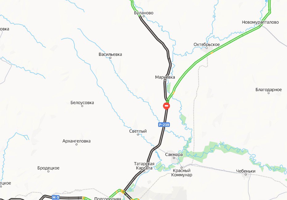 Трассу Оренбург Казань закрыли между п Ленина под Оренбургом и Буланово Ориентировочное время открытия 15 00 Список остальных закрытых дорог