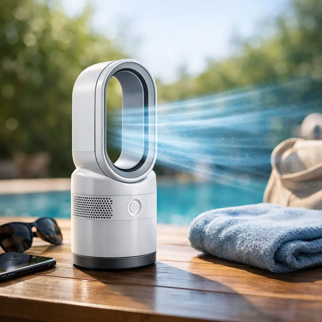 Dyson представила портативный кулер HushJet Mini Cool Спустя почти 17 лет после запуска своих легендарных вентиляторов Air Multiplier компания представила миниатюрную версию которая не имеет видимых вращающихся лопастей Это решение позволяет избежать травм и запутывания в одежде Кулер оборудован бесщеточным мотором работающим на скорости 65 000 об мин обеспечивая мощный поток воздуха HushJet Mini Cool обещает стать удобным и безопасным решением для персонального охлаждения в любых условиях PRO AI OFFICIAL