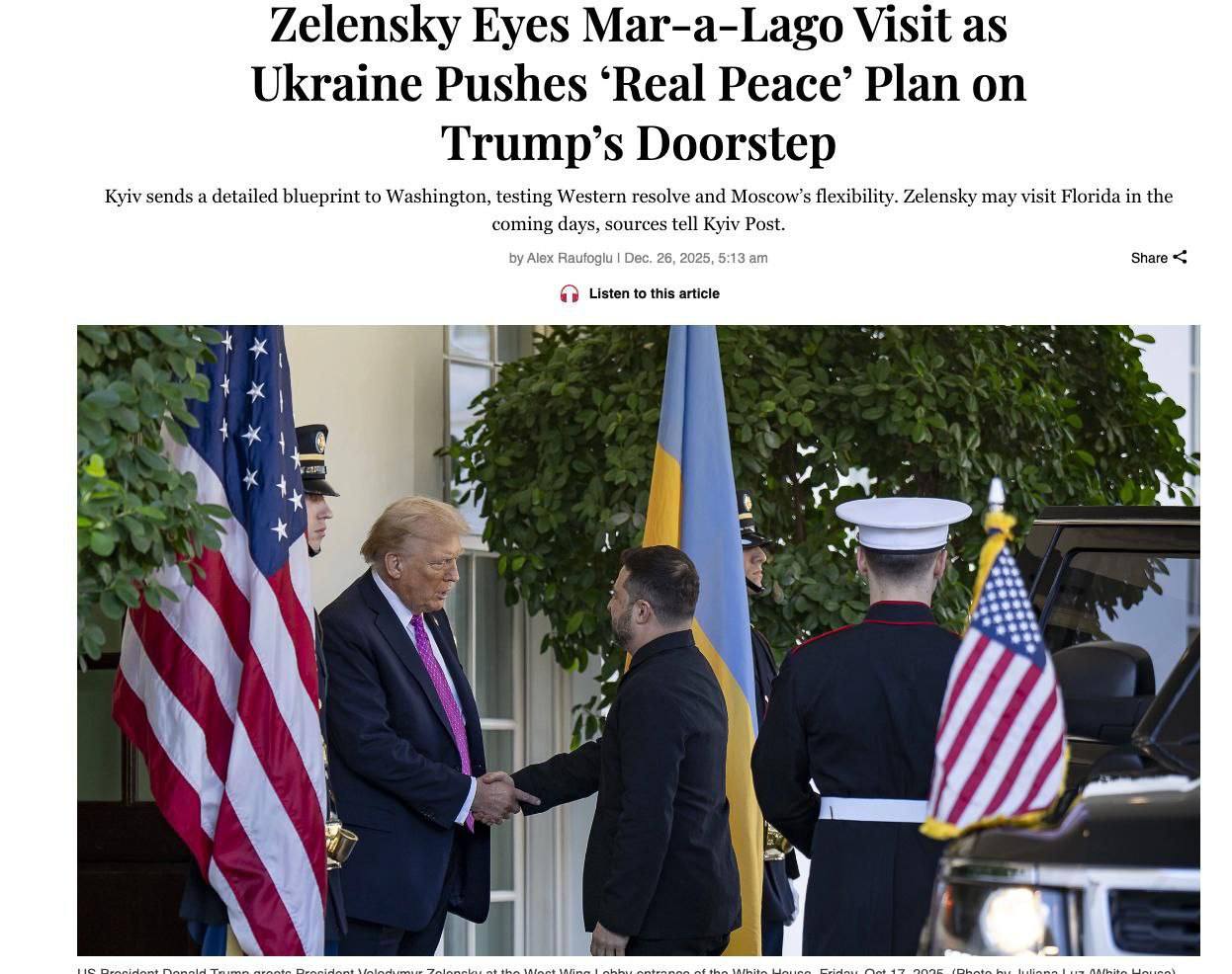 Зеленский якобы может посетить резиденцию Трампа во Флориде в ближайшие дни сообщает Kyiv Post со ссылкой на дипломатические источники В ближайшие дни ожидается поездка во Флориду для интенсивных переговоров в Мар а Лаго потенциальном месте встречи с руководством США Визит может состояться уже 28 декабря если все пойдет по плану уточняет издание По данным источников сложные моменты мирных переговоров гарантии безопасности контроль над территориями и юридические обязательства России по прежнему остаются нерешенными Из за этого Трамп не торопится принимать Зеленского но по мнению издания у него есть новые идеи