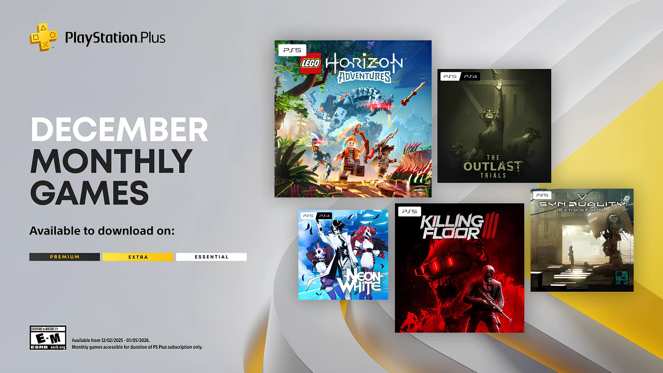 Sony объявила декабрьскую подборку игр PS Plus LEGO Horizon Adventures семейное приключение во вселенной Horizon в фирменном LEGO стиле Killing Floor 3 динамичный кооперативный шутер с ордами зомби The Outlast Trials хоррор с возможностью игры в кооперативе Neon White скоростной экшен платформер с элементами roguelike Synduality Echo of Ada научно фантастический экшен от Bandai Namco Игры будут доступны с 2 декабря 2025 года по 5 января 2026 года GreatGamer Подписаться Игры PlayStation PSPlus